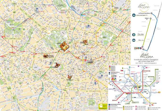 Mappa personalizzata di Milano per Hotel Pagoda di Legnano